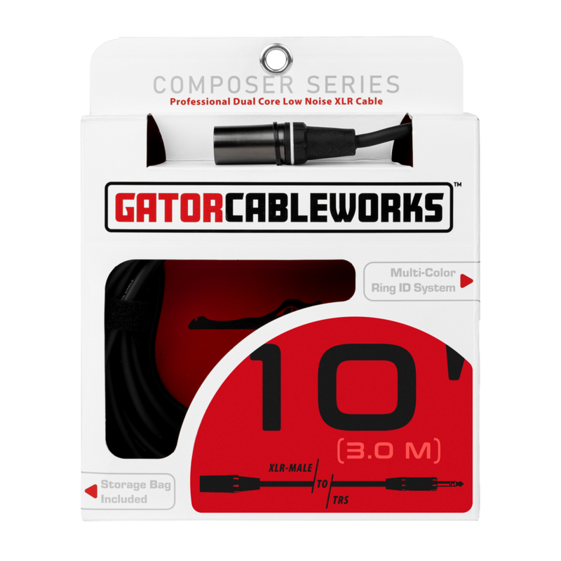 Gator GCWC-XLR-10MTRS Composer Series XLR M To TRS Cable - 10ft