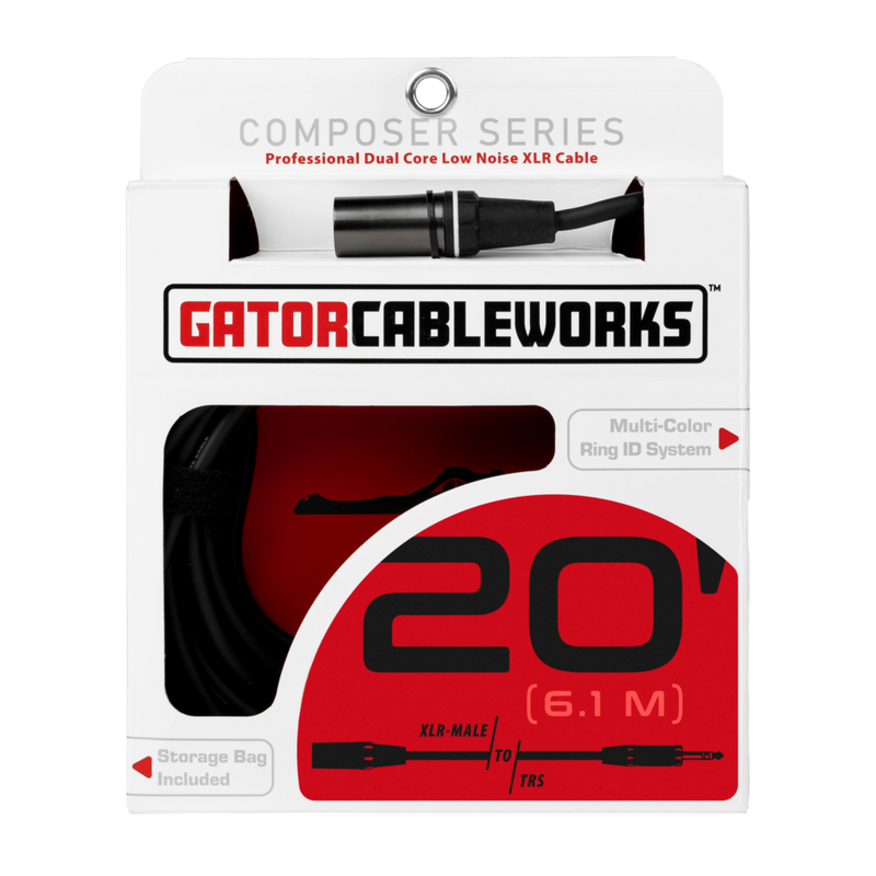 Gator GCWC-XLR-20MTRS Composer Series XLR M To TRS Cable - 20ft