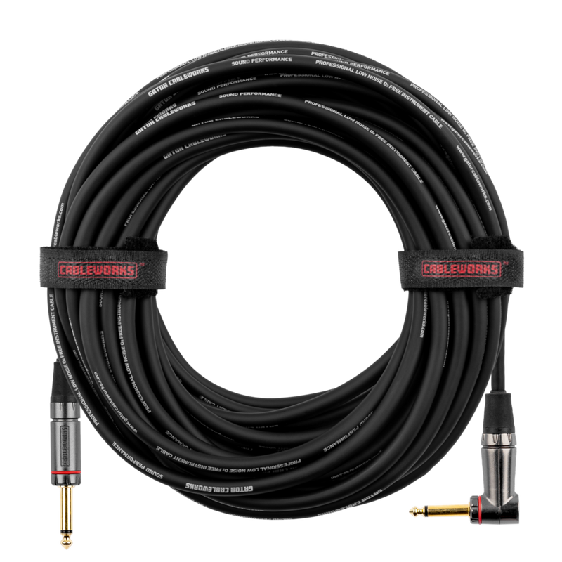 Gator GCWH-INS-10RA Headliner Series 1/4" Straight To 1/4" Right Angle Instrument Cable - 10ft