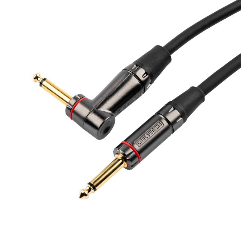 Gator GCWH-INS-10RA Headliner Series 1/4" Straight To 1/4" Right Angle Instrument Cable - 10ft