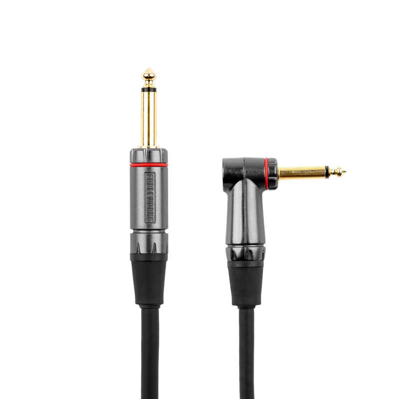 Gator GCWH-INS-10RA Headliner Series 1/4" Straight To 1/4" Right Angle Instrument Cable - 10ft