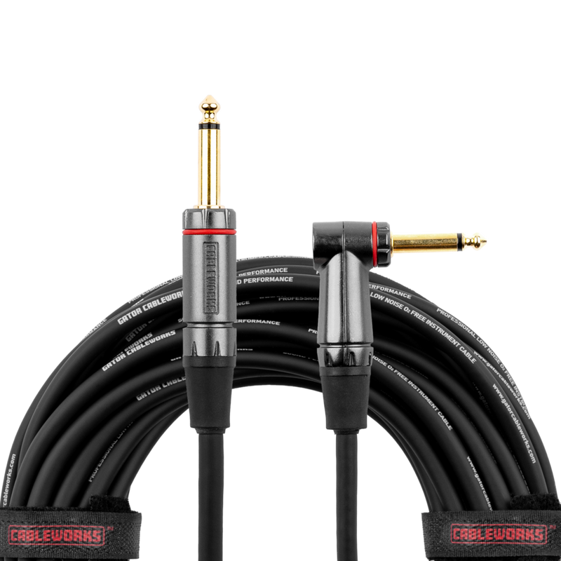 Gator GCWH-INS-10RA Headliner Series 1/4" Straight To 1/4" Right Angle Instrument Cable - 10ft