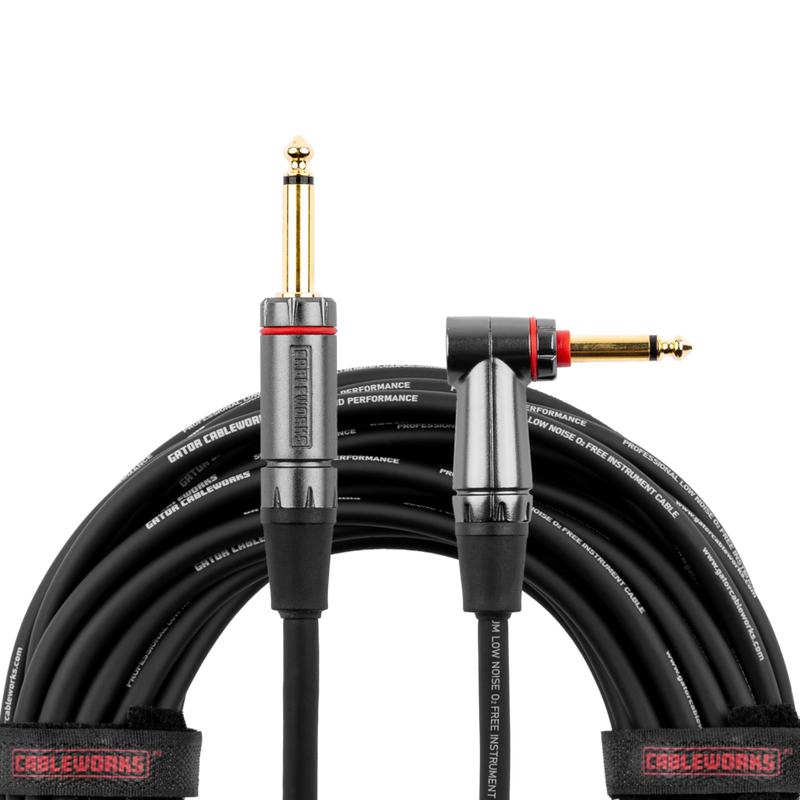 Gator GCWH-INS-30RAQT Headliner Series 1/4" Straight To 1/4" Right Angle Quiet Instrument Cable - 30ft