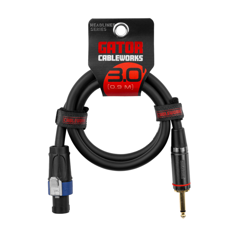 Gator GCWH-SPK-03-1TL Headliner Series 1/4" TS to Twist Lock Connector Speaker Cable - 3ft