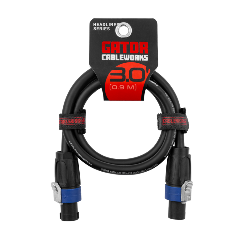 Gator GCWH-SPK-03-2TL Headliner Series Twist Lock Connector Speaker Cable - 3ft