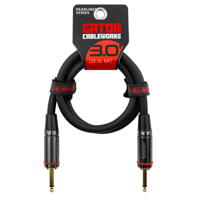 Gator GCWH-SPK-03 Headliner Series 1/4" Straight TS Speaker Cable - 3ft