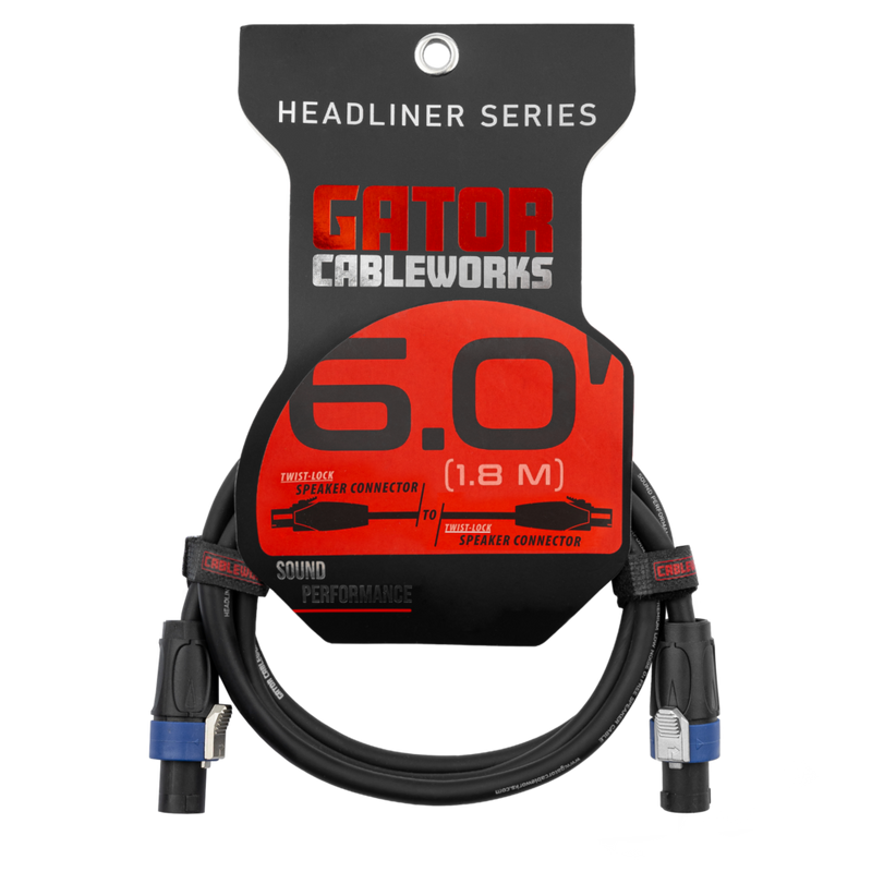 Gator GCWH-SPK-06-2TL Headliner Series Twist Lock Connector Speaker Cable - 6ft