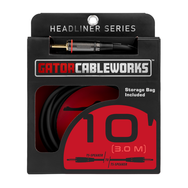 Gator GCWH-SPK-10 Headliner Series 1/4" TS Speaker Cable - 10ft
