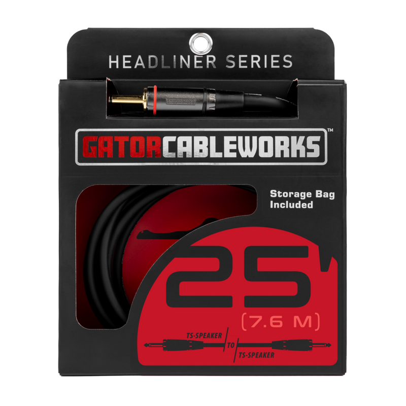 Gator GCWH-SPK-25 Headliner Series 1/4" TS Speaker Cable - 25ft