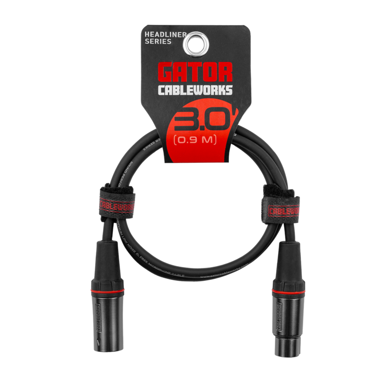 Gator GCWH-XLR-03 Headliner Series XLR Microphone Cable - 3ft