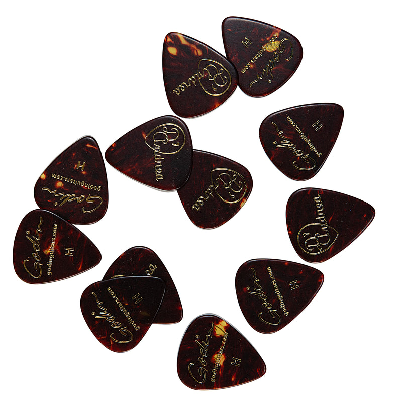 Godin Guitars 049516 Pack of 12 Guitar Picks Heavy (Tortoise) - .96mm