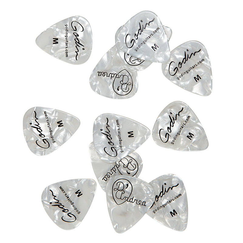Godin Guitars 049509 Pack of 12 Guitar Picks Medium (White) - .71mm