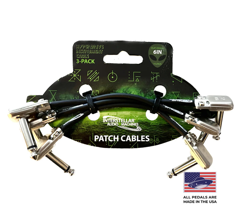 Interstellar Audio Machines HYPERDRIVE Angle/Angle Premium Instrument Patch Cables (3-Pack) - 6"