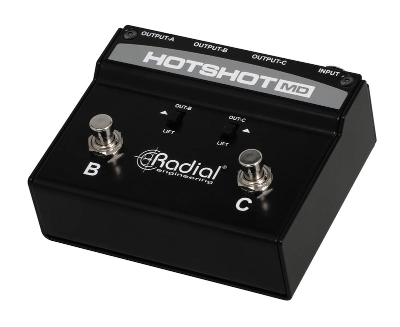 Radial Engineering HOTSHOT MD Dual Momentary Footswitch Toggle Dynamic Mic From PA To Multiple Destinations