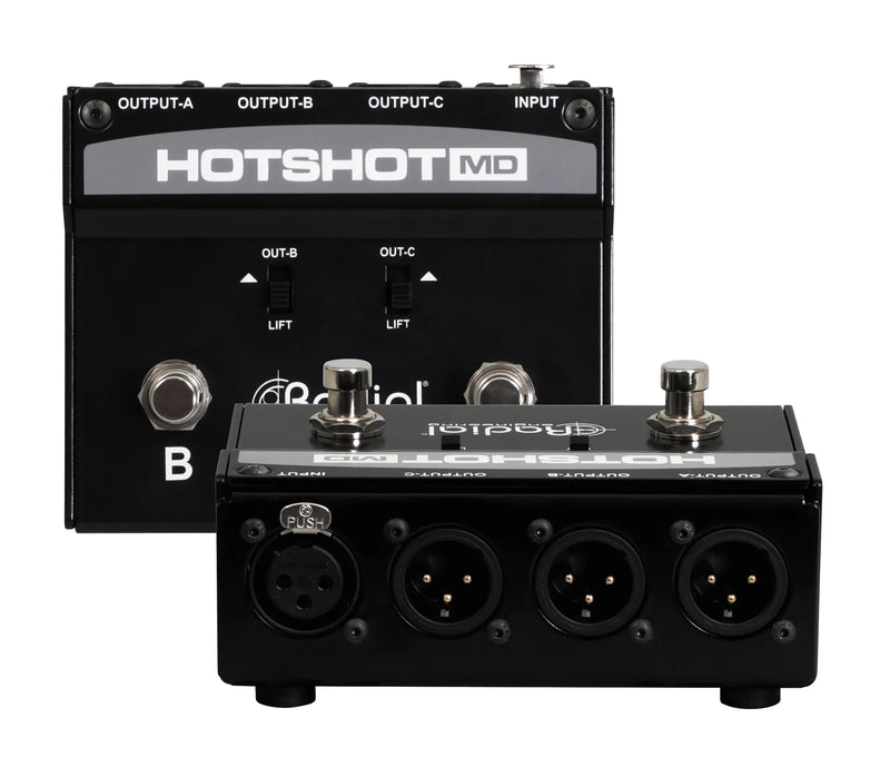 Radial Engineering HOTSHOT MD Dual Momentary Footswitch Toggle Dynamic Mic From PA To Multiple Destinations
