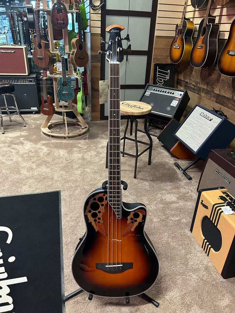 Ovation CEB44-1N Celebrity Elite Exotic® 4-String Acoustic-Electric Bass (Cognac Burst/Natural) (DEMO)