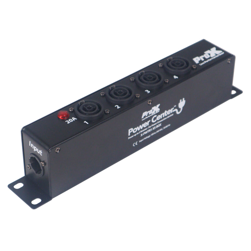 ProX X-PWTR1X5 BOX PowerCenter Répartiteur d'alimentation à 4 voies pour une véritable connexion électrique alimentant 5 appareils