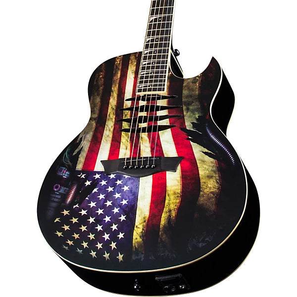 Dean Guitars MAKO GLORY Dave Mustaine Acoustic Electric Guitar (USA Flag Graphic)