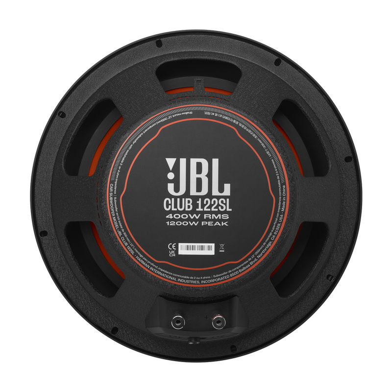 JBL CLUB 122SL Shallow-Mount Component Subwoofer With 2- or 4-Ohm Selectable Impedance - 12"