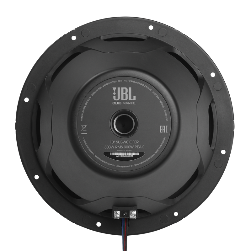 JBL CLUB MARINE 250W Marine Audio Subwoofer With RGB Lighting (White And Gray Grills) - 10"