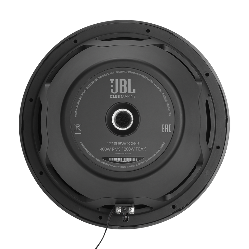 JBL CLUB MARINE 400W Marine Audio Subwoofer With RGB Lighting (White And Gray Grills) - 12"