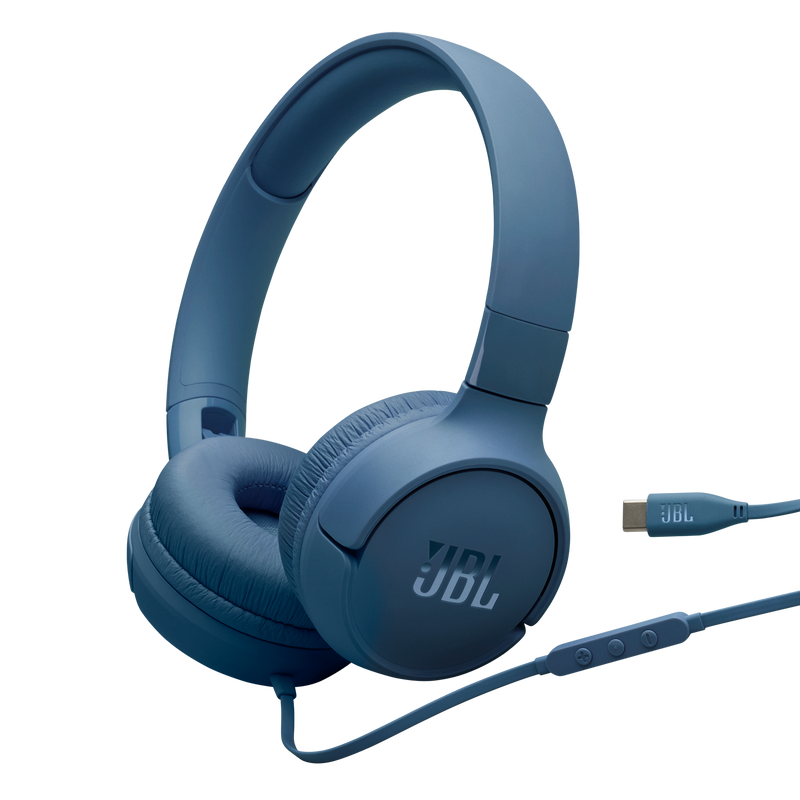 JBL TUNE 520C USB-C Wired On-Ear Headphones (Blue)