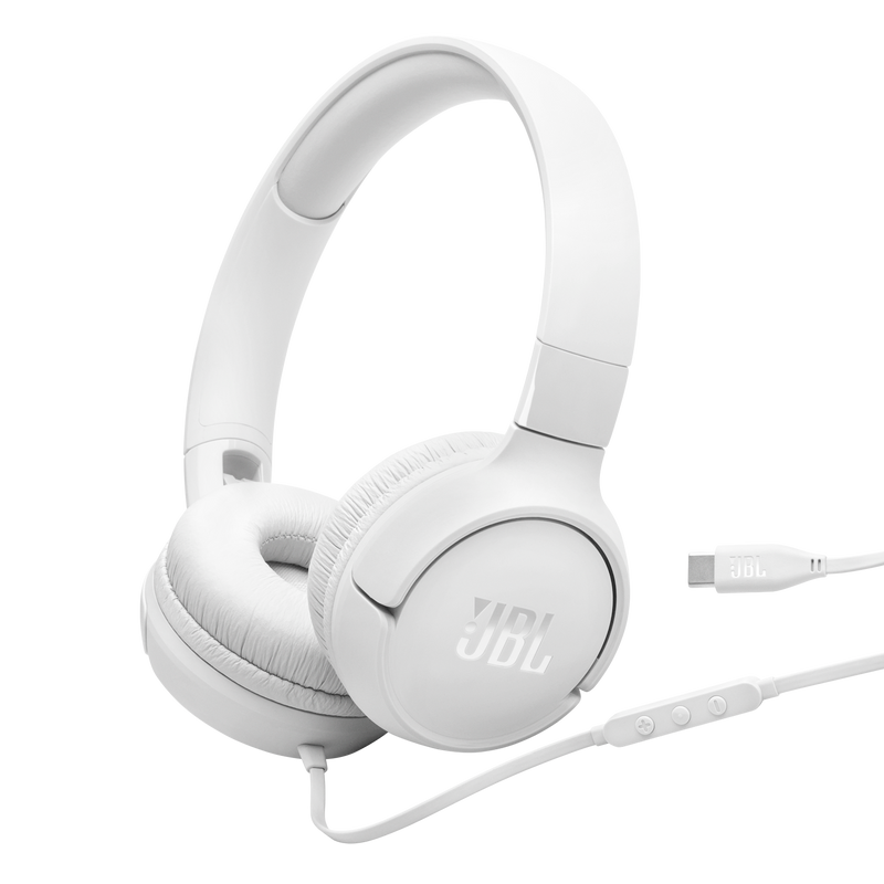 JBL TUNE 520C USB-C Wired On-Ear Headphones (White)