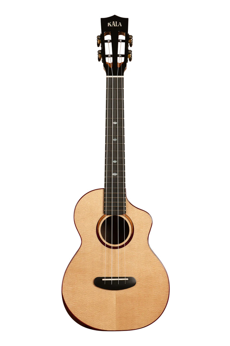 Kala KA-CT-SSRW-TG-C-BAG Contour All Solid Gloss Spruce Rosewood Tenor Ukulele with Cutaway and Bag