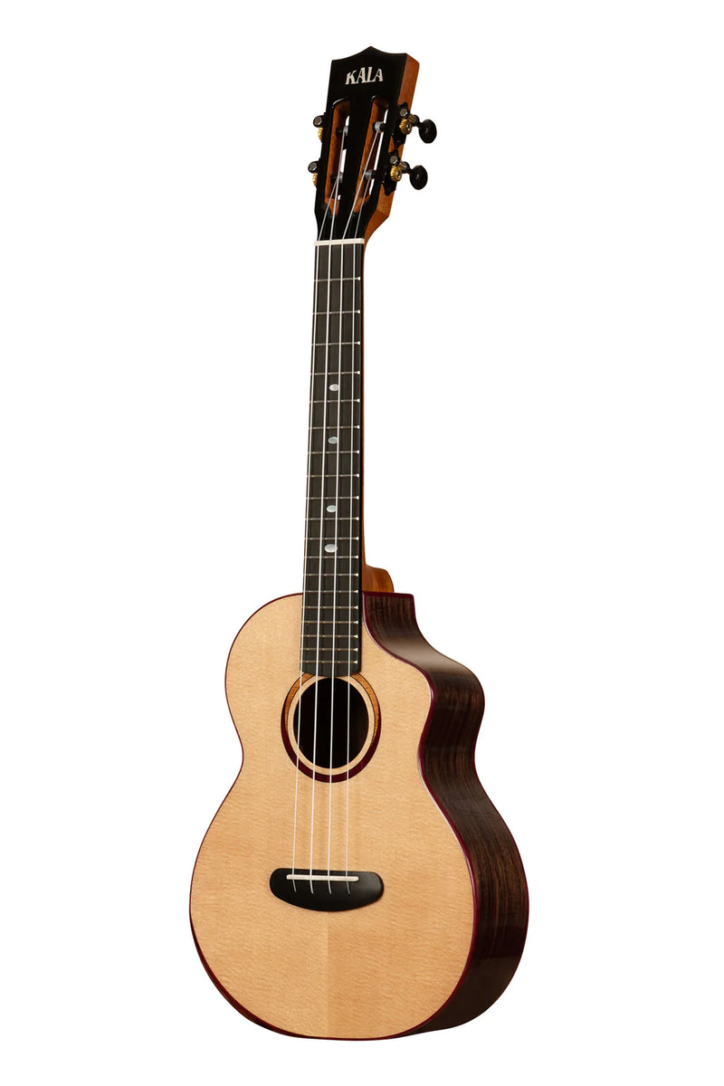 Kala KA-CT-SSRW-TG-C-BAG Contour All Solid Gloss Spruce Rosewood Tenor Ukulele with Cutaway and Bag