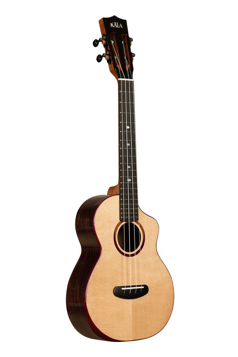 Kala KA-CT-SSRW-TG-C-BAG Contour All Solid Gloss Spruce Rosewood Tenor Ukulele with Cutaway and Bag