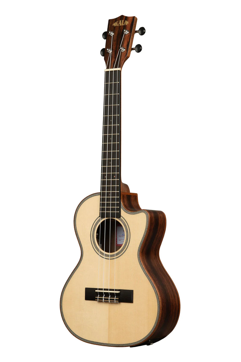 Kala KA-SSEBY-T-CE Solid Spruce Top Striped Ebony Tenor Ukulele