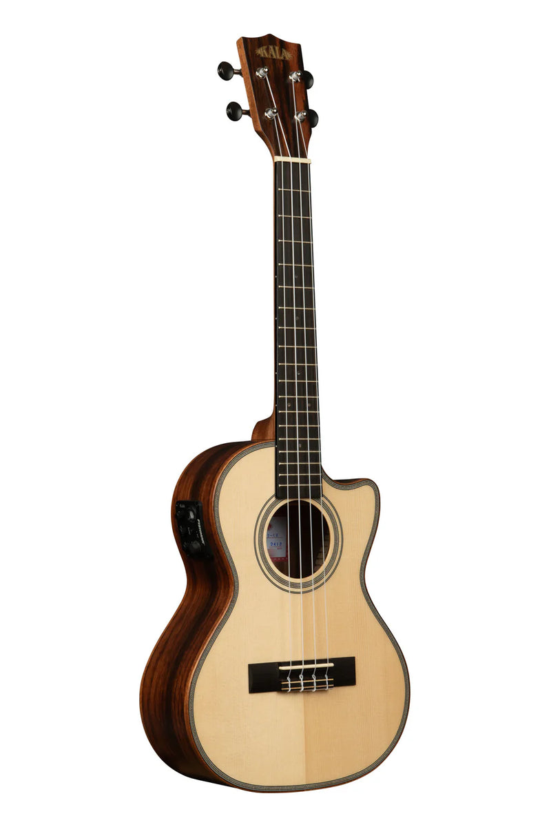 Kala KA-SSEBY-T-CE Solid Spruce Top Striped Ebony Tenor Ukulele