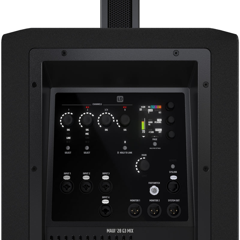 LD Systems MAUI® 28 G3 MIX Compact Cardioid Column PA System with Digital Mixer (Black)
