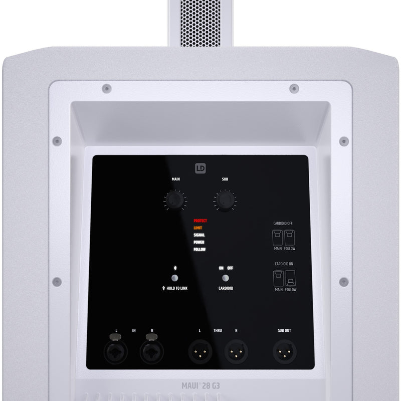 LD Systems MAUI 28 G3 W Compact Cardioid Column PA System (White)