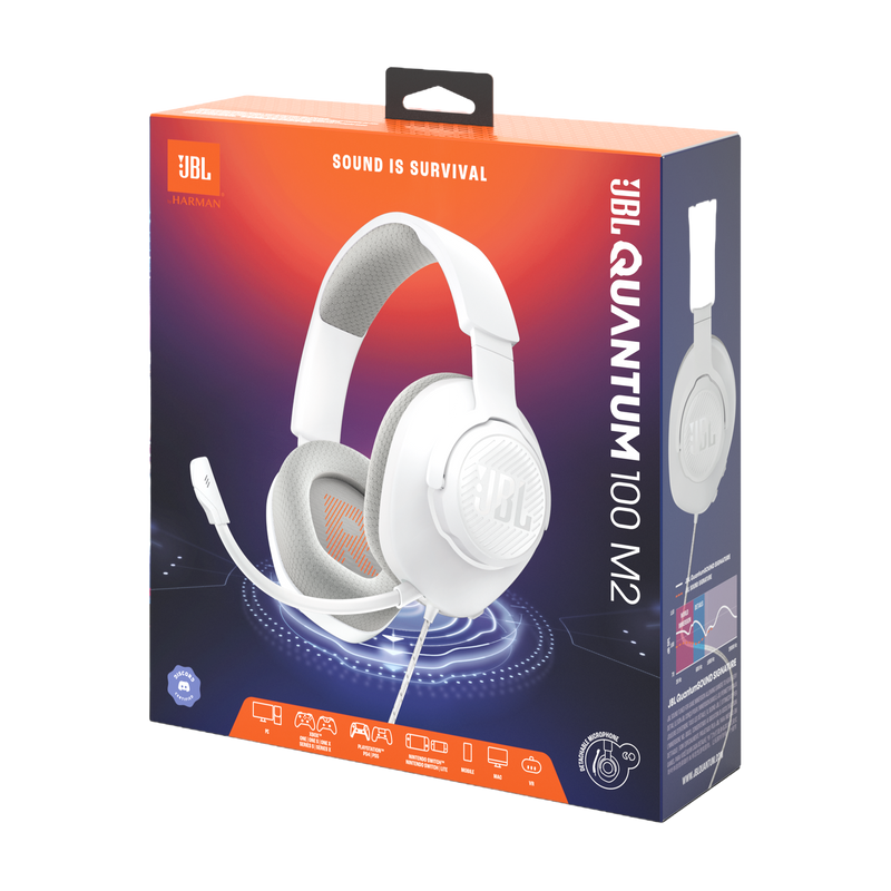 JBL QUANTUM 100M2 Wired Over-Ear Gaming Headset With Mic (White)