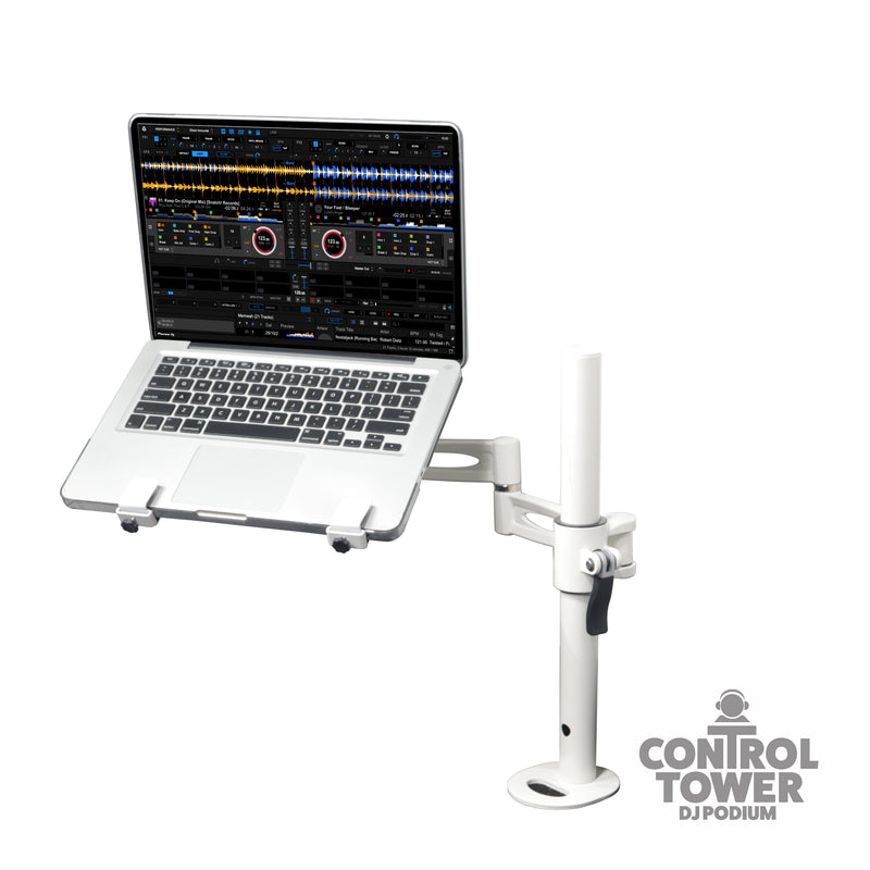 ProX XZF-LTARM PKG WH Articulating Laptop Tray Arm Pole for Control Tower DJ Podium (White)