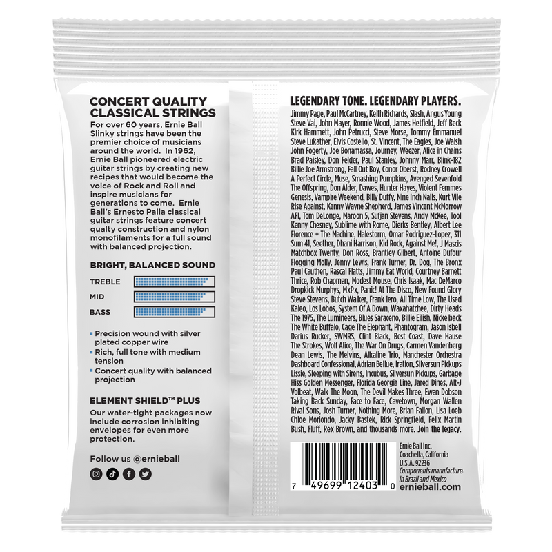 Ernie Ball 2403EB Ernesto Palla Clear & Silver Nylon Classical Guitar Strings