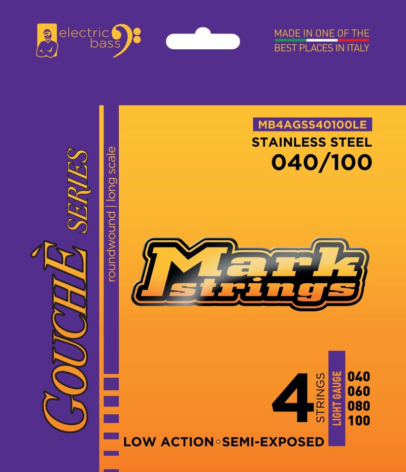 Mark Bass MB4AGSS40100LE Andrew Gouchè Signature Cordes de basse électrique 4 cordes – Acier inoxydable (40-100)
