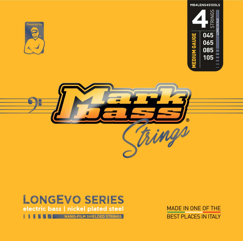 Mark Bass MB4LENS45105LS Longevo Cordes de basse blindées en acier nickelé avec nano-film longue durée (.045 - .105)