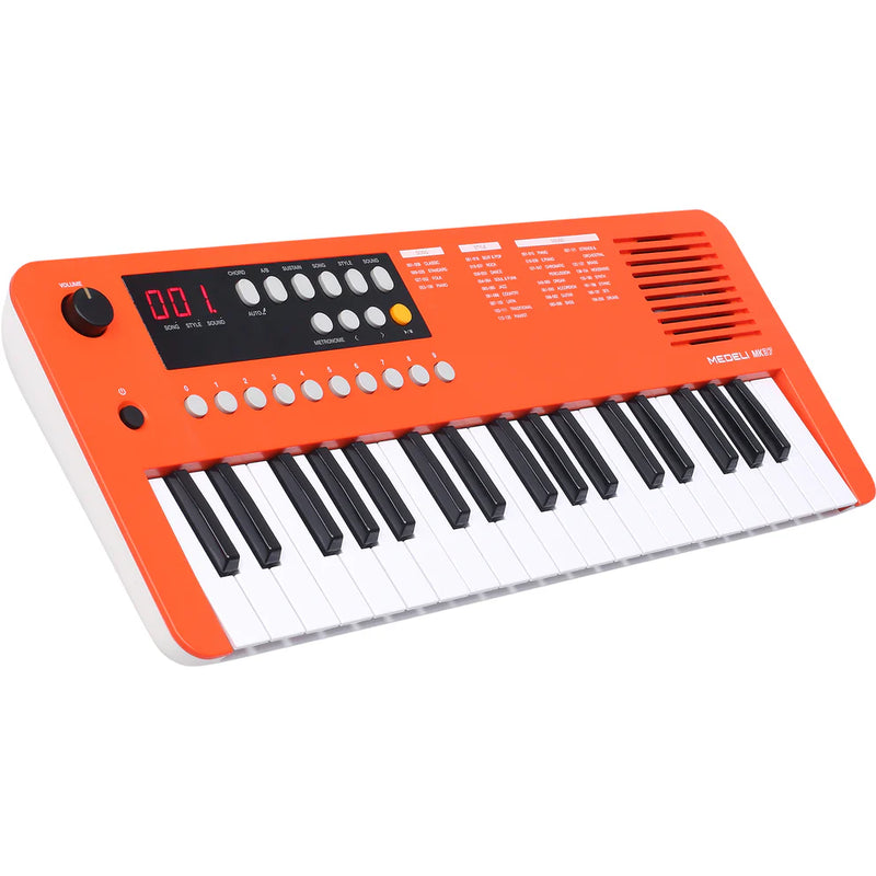 Medeli MK37 Portable Keyboard With USB MIDI And Audio (Orange) - 37 Mini Keys