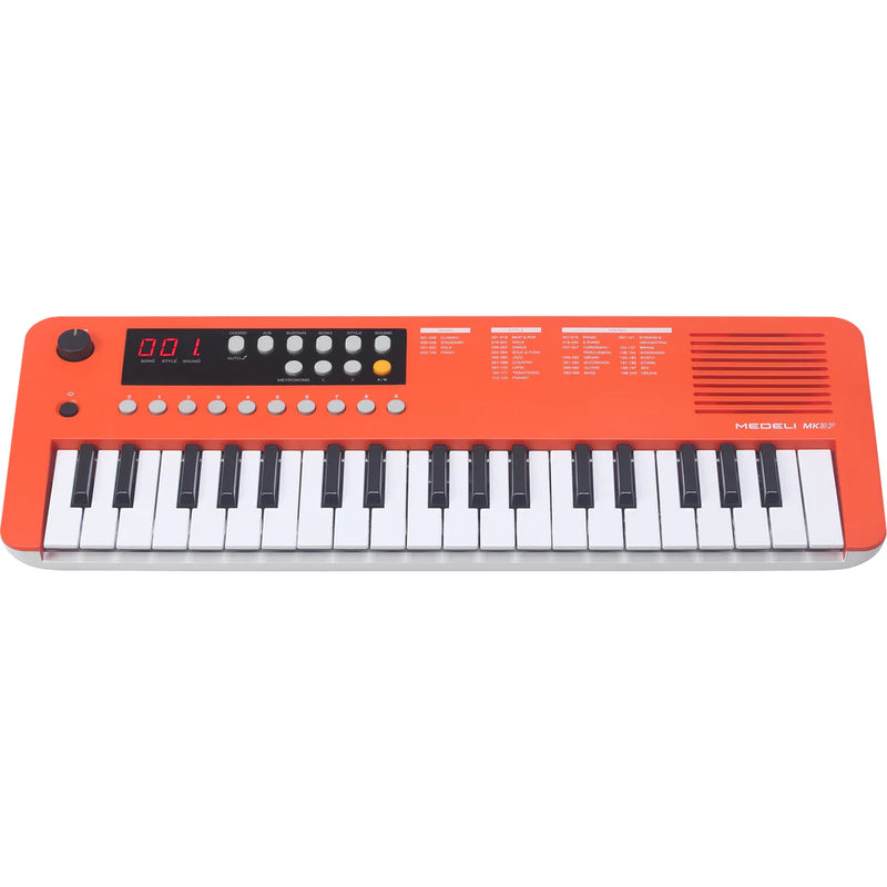 Medeli MK37 Portable Keyboard With USB MIDI And Audio (Orange) - 37 Mini Keys