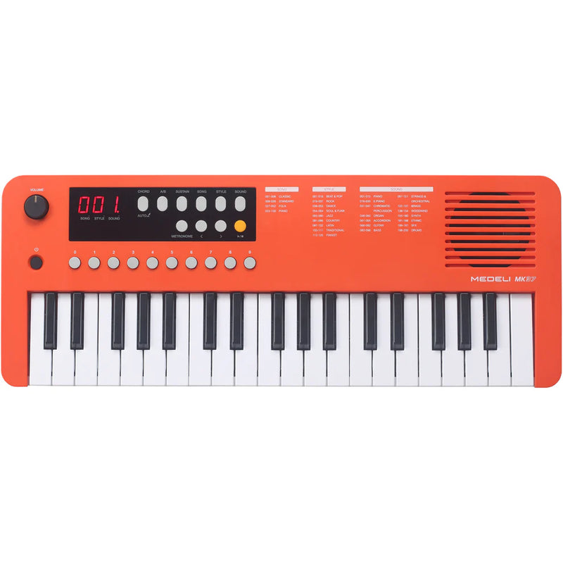 Medeli MK37 Portable Keyboard With USB MIDI And Audio (Orange) - 37 Mini Keys