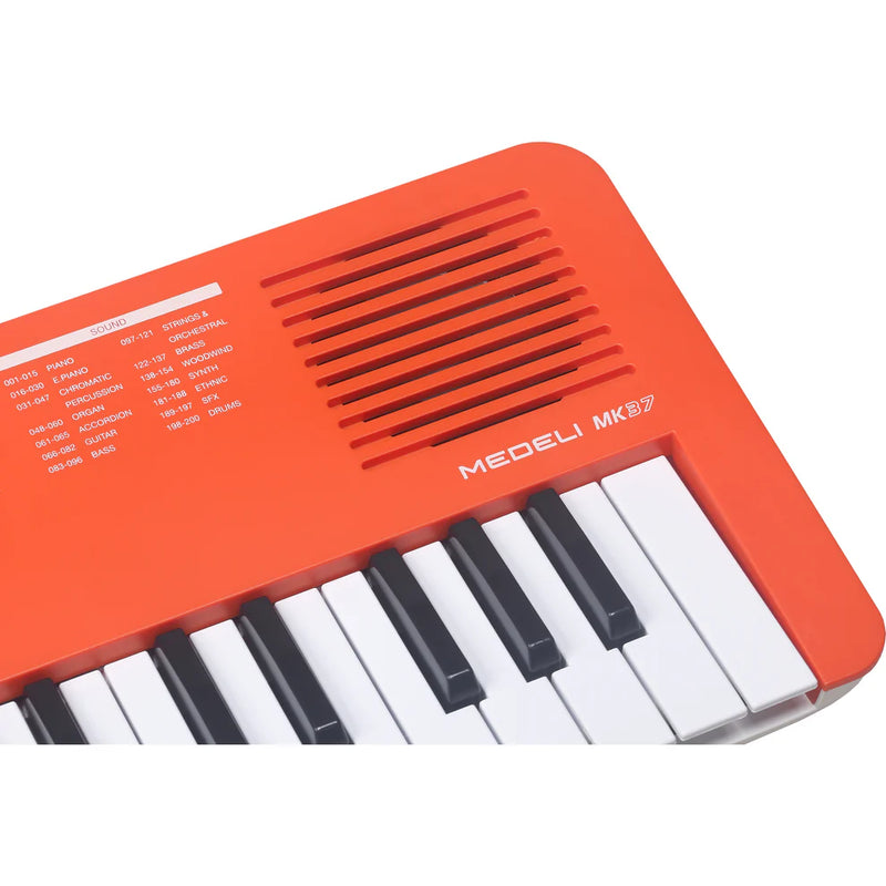 Medeli MK37 Portable Keyboard With USB MIDI And Audio (Orange) - 37 Mini Keys