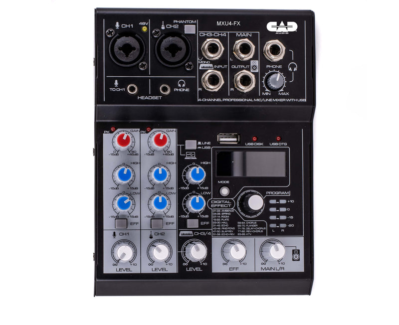 CAD Audio MXU4-FX Mélangeur 4 canaux avec interface USB et effets numériques