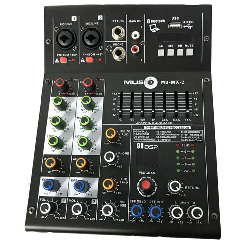Music8 M8-MX2 USB 5-Channel Mixing Console/ Interface Mixer With EQ and DSP
