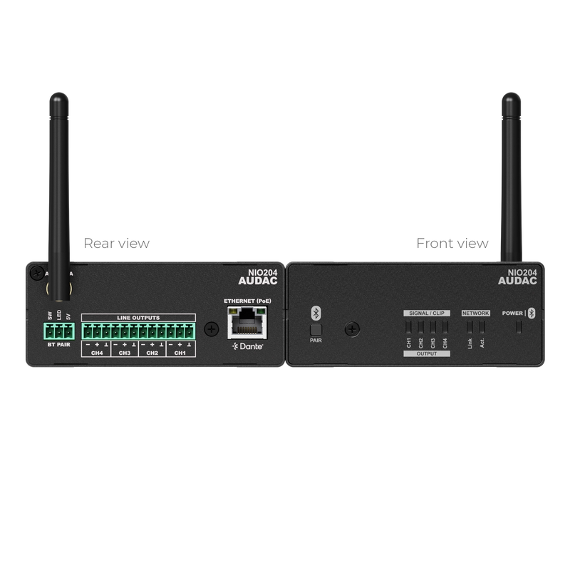 Audac NIO204 Network I/O Mixing Breakout Box Dante™/AES67 - 4 x Line Outputs