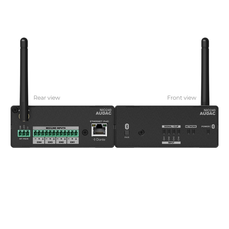 Audac NIO240 Network I/O Mixing Breakout Box Dante™/AES67 - 4 x Mic/Line Inputs