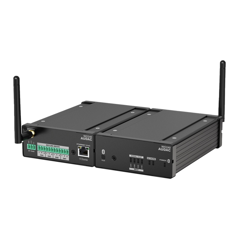 Audac NIO240 Network I/O Mixing Breakout Box Dante™/AES67 - 4 x Mic/Line Inputs