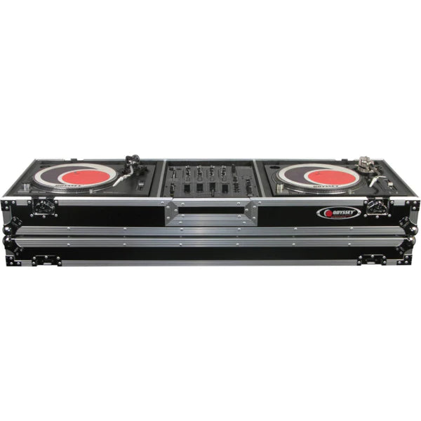 Odyssey FZDJ12W Format DJ Mixer and Two Standard Position Turntables Flight Coffin Case w/Wheels - 12″