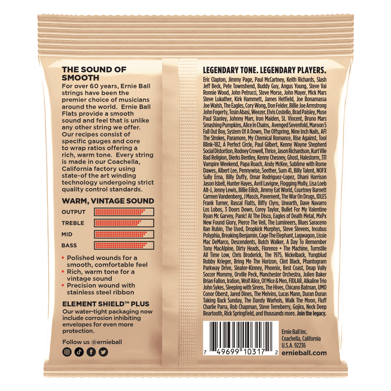 Ernie Ball 2582EB Medium-Light Flatwound Electric Guitar Strings 12-52